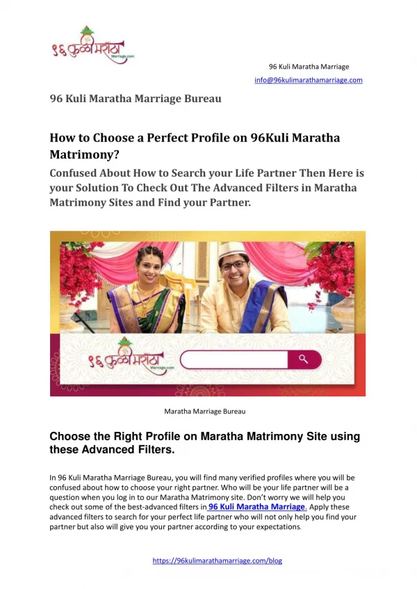 How to Choose a Perfect Profile on 96Kuli Maratha Matrimony?