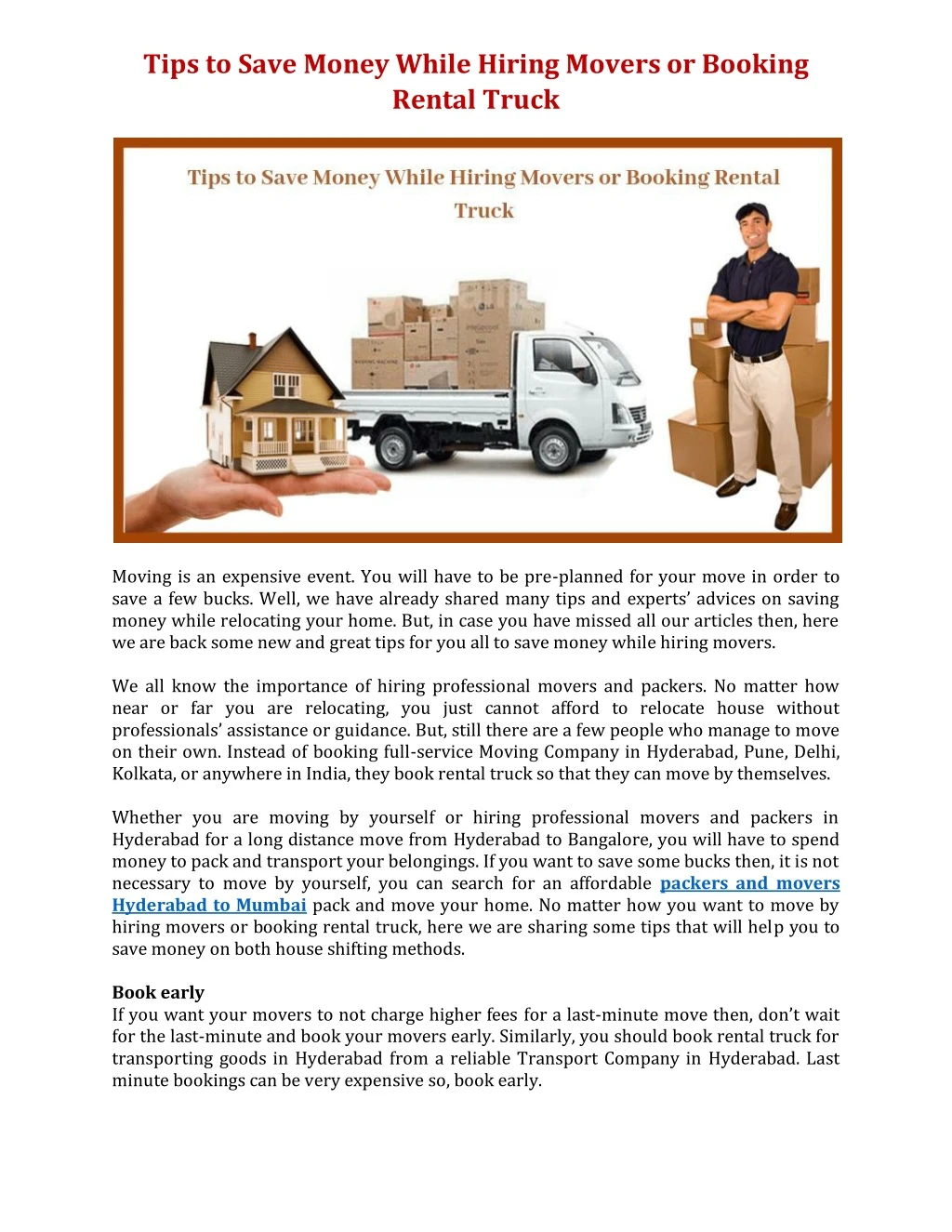 tips to save money while hiring movers or booking