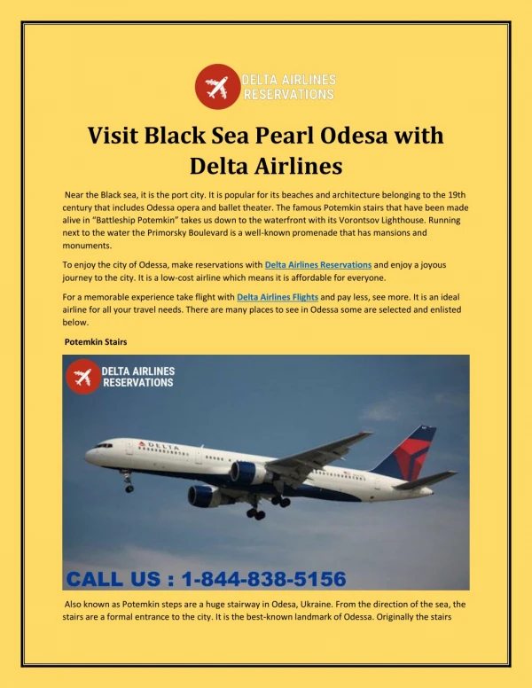 Visit Black Sea Pearl Odesa with Delta Airlines