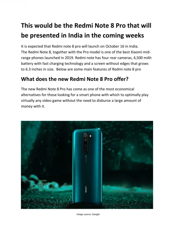 This would be the Redmi Note 8 Pro that will be presented in India in the coming weeks