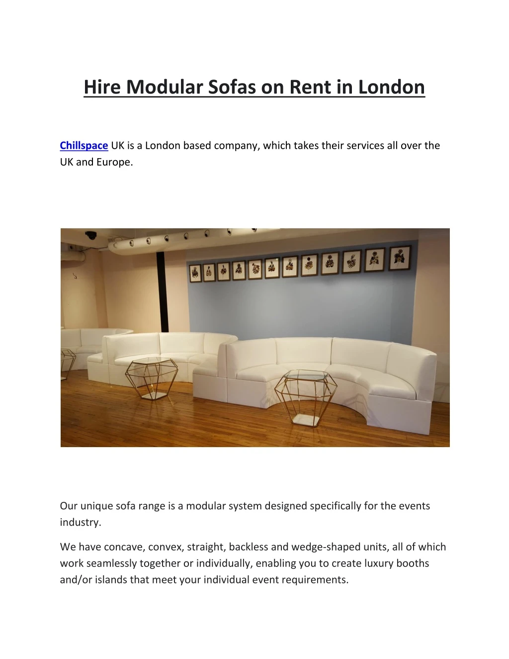 hire modular sofas on rent in london
