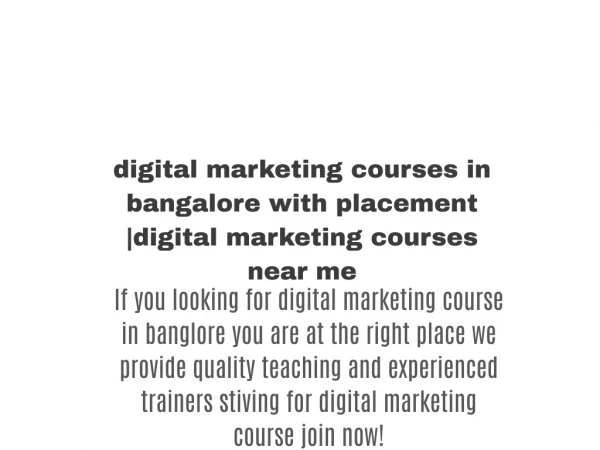 digital marketing courses in bangalore with placement |digital marketing courses near me