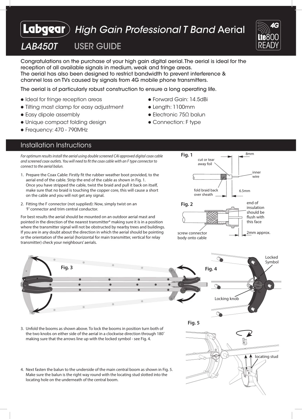 high gain professional t band aerial