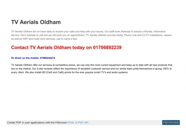 TV Aerial Installation help in Oldham
