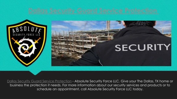 Dallas Security Guard Service Protection