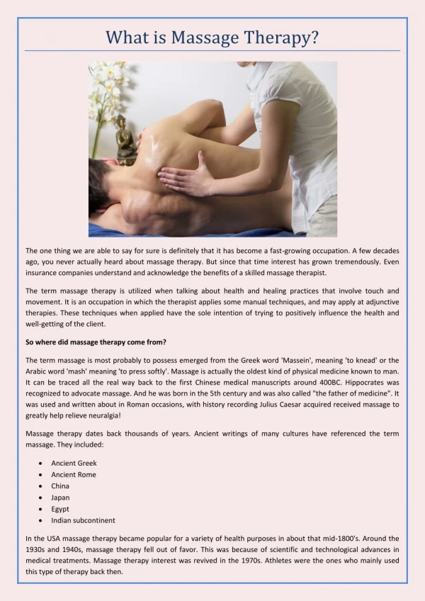 What is Massage Therapy