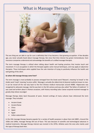 What is Massage Therapy - slide 1