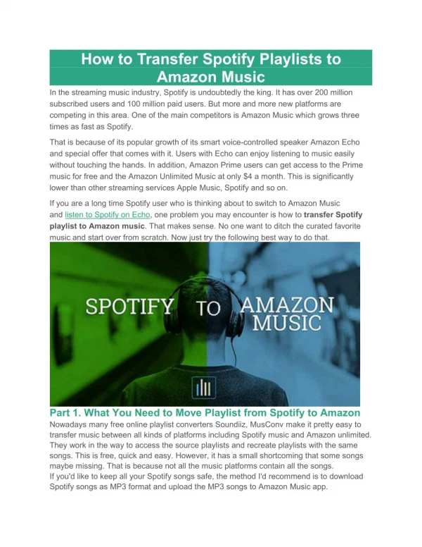How to Import Spotify Playlist to Amazon Music