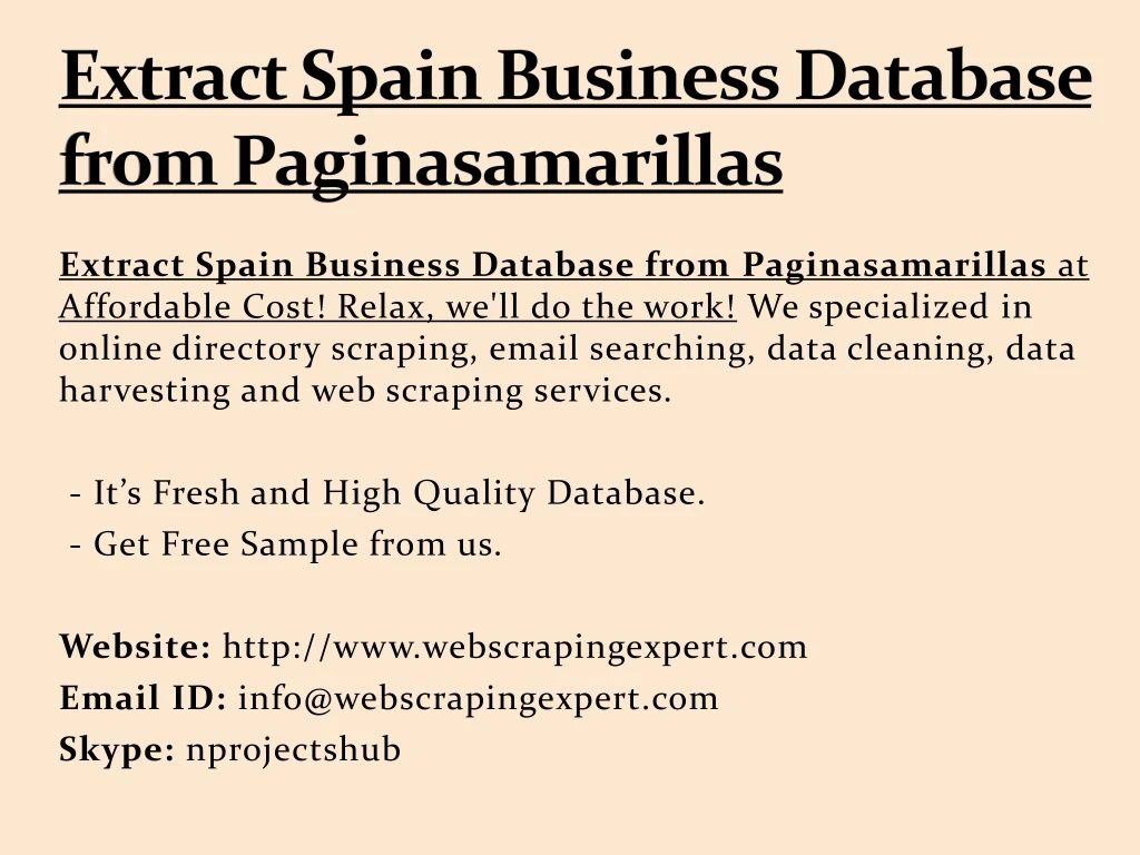 extract spain business database from paginasamarillas