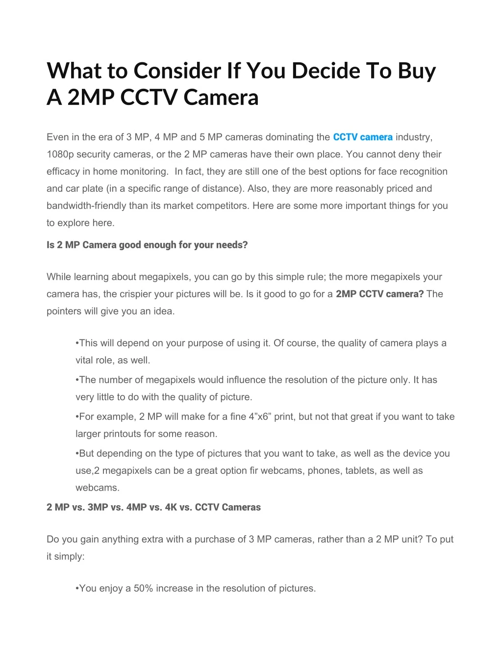 what to consider if you decide to buy a 2mp cctv