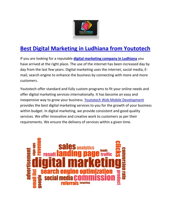 Best Digital Marketing in Ludhiana from Youtotech