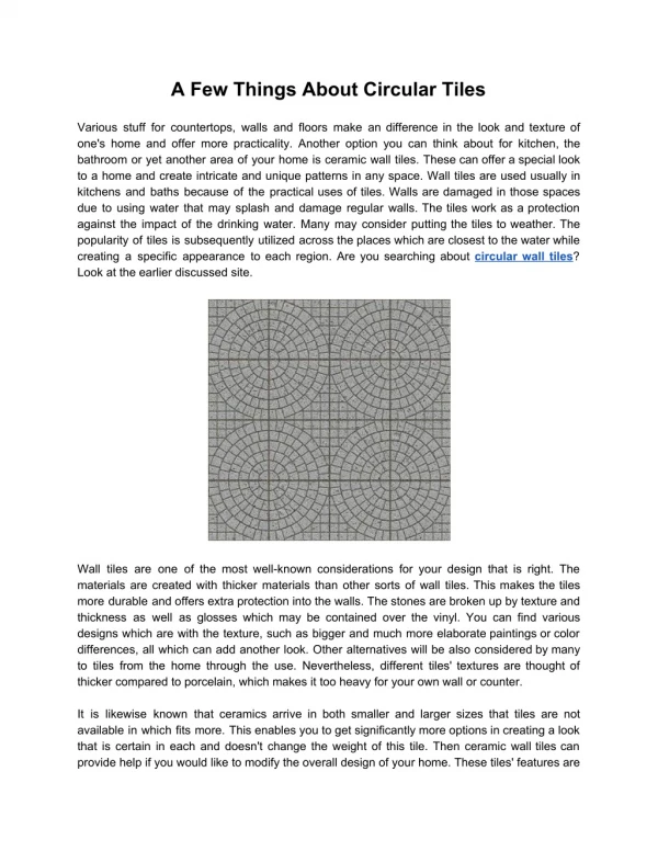 A Few Things About Circular Tiles