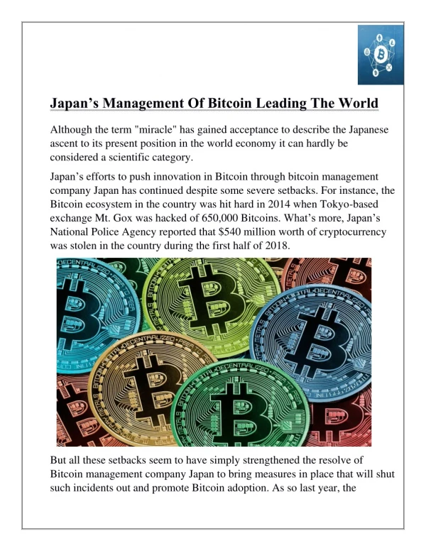 Japan’s Management Of Bitcoin Leading The World