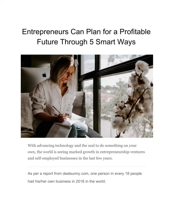 Entrepreneurs Can Plan for a Profitable Future Through 5 Smart Ways