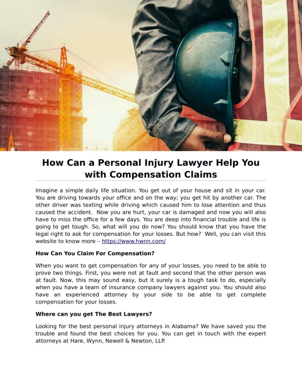 How Can a Personal Injury Lawyer Help You with Compensation Claims