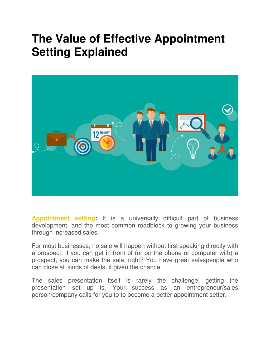 the value of effective appointment setting