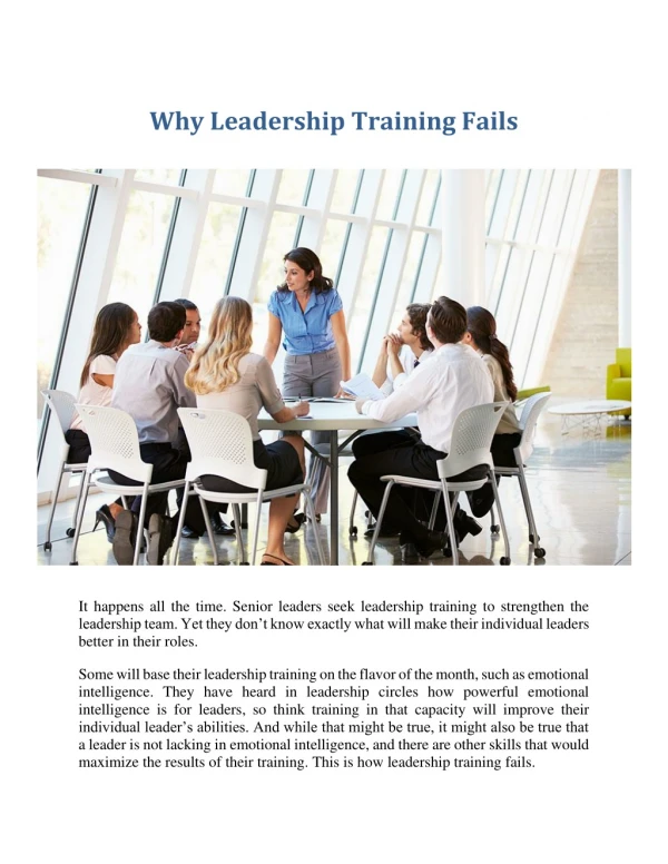 Why Leadership Training Fails