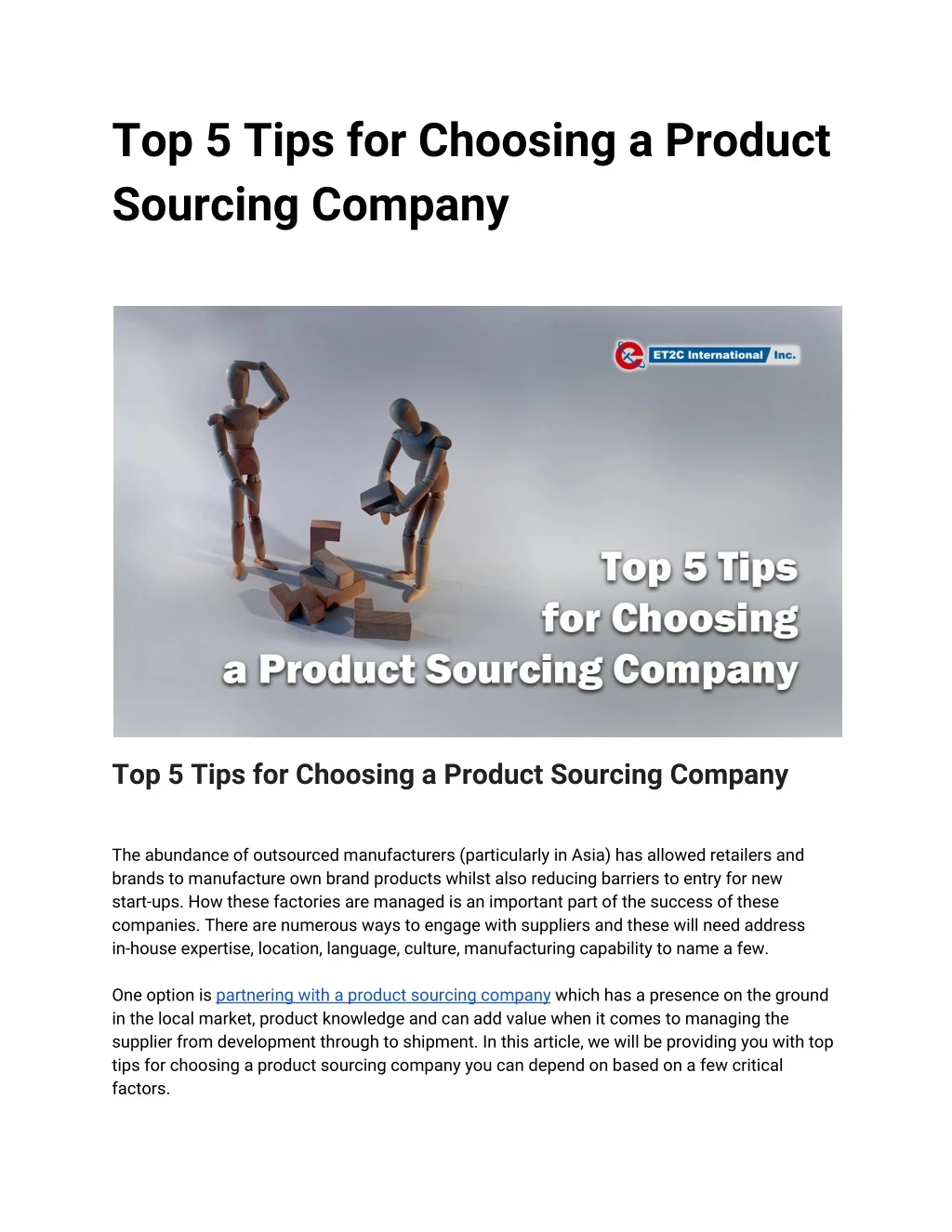 top 5 tips for choosing a product sourcing company