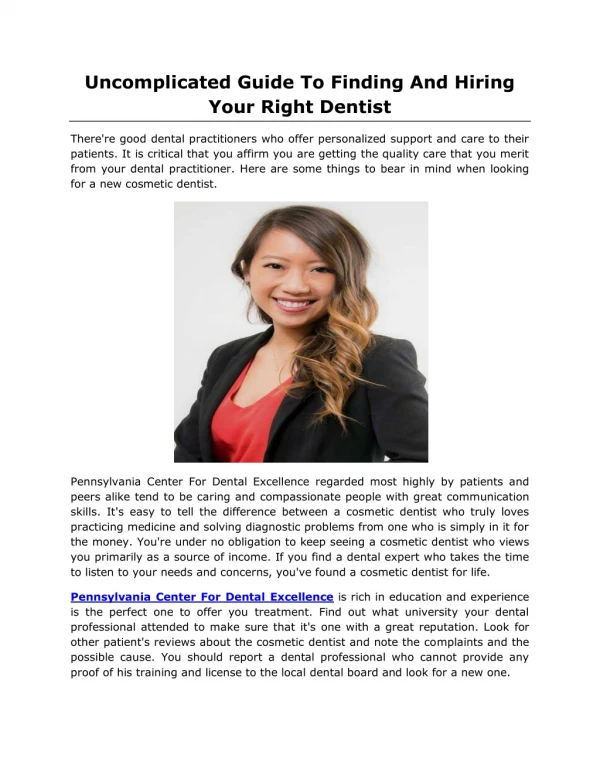 Uncomplicated Guide To Finding And Hiring Your Right Dentist