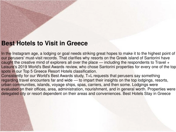 best hotels in Greece