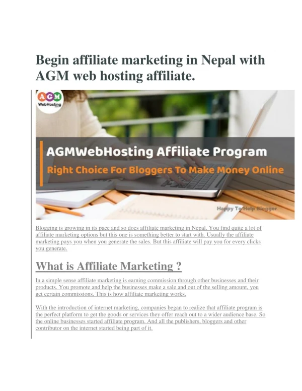 AGMWebHosting affiliate program right choice for blogger to make money online