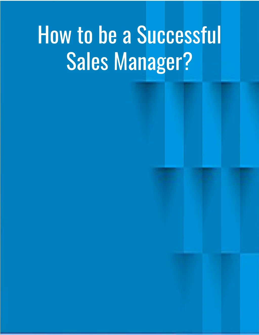 how to be a successful sales manager
