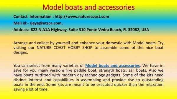 What are model boats and accessories and How Does It Work?