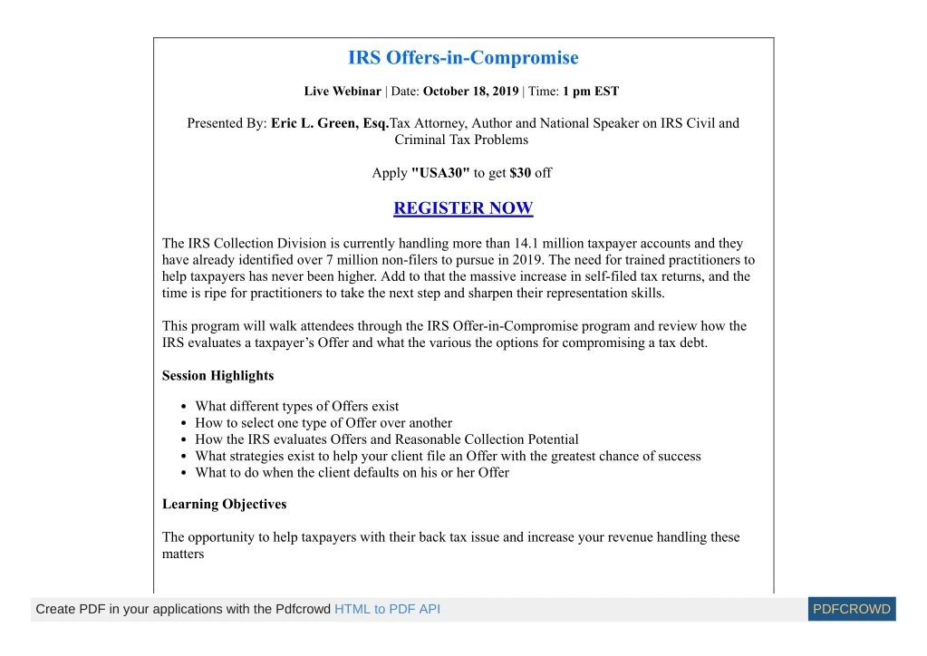 irs offers in compromise