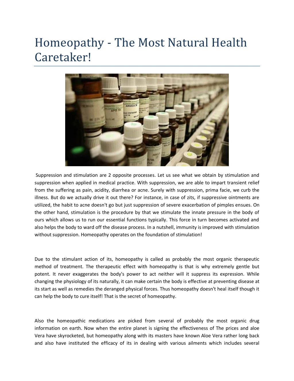 homeopathy the most natural health caretaker