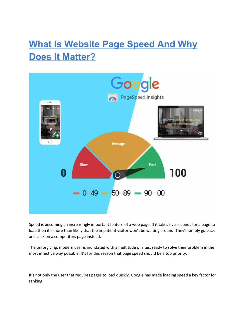 what is website page speed and why does it matter