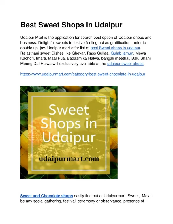 Best Sweet Shops in Udaipur