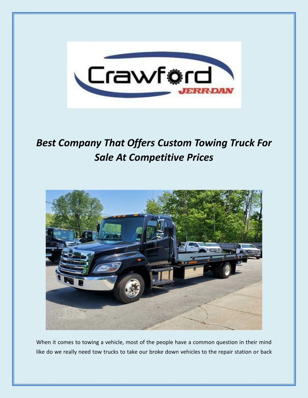 best company that offers custom towing truck