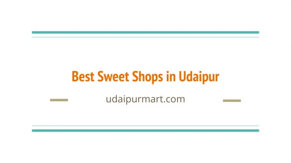Best Sweet Shops in Udaipur