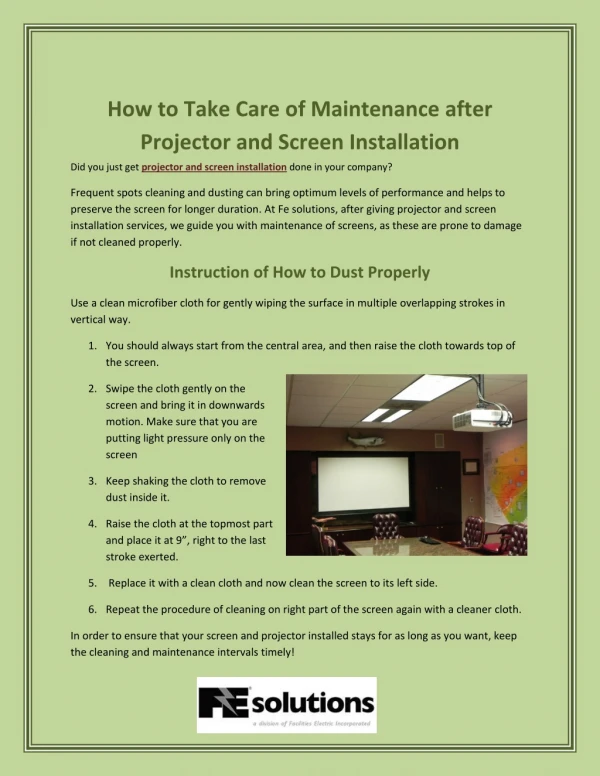 How to Take Care of Maintenance after Projector and Screen Installation