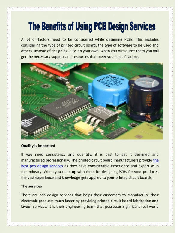 The Benefits Of Using PCB Design Services
