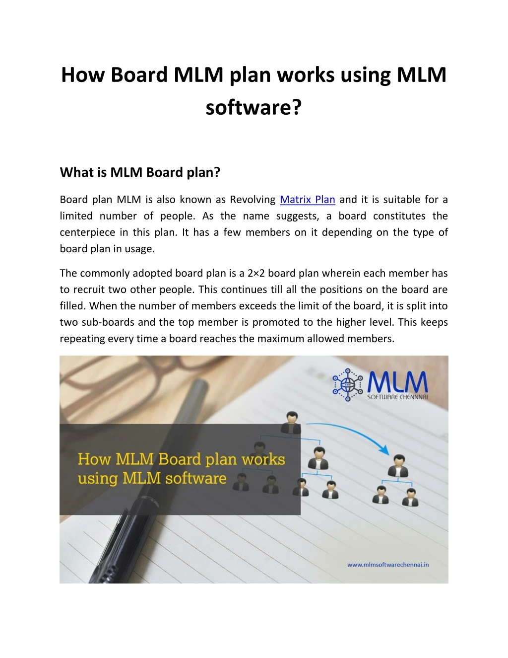 how board mlm plan works using mlm software