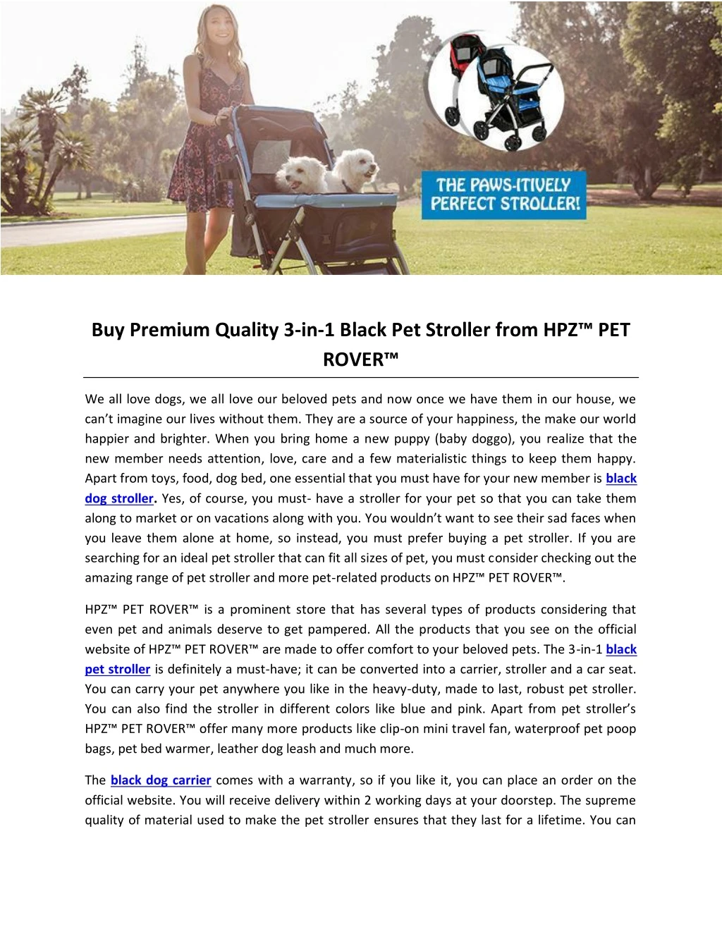 buy premium quality 3 in 1 black pet stroller