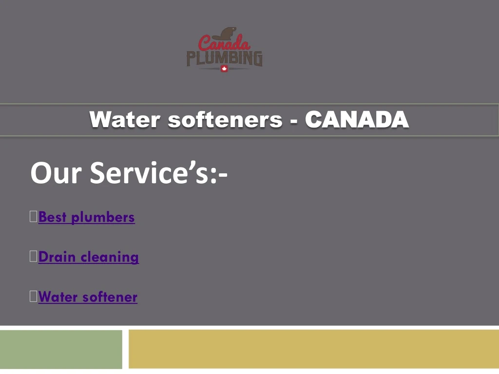 water softeners canada
