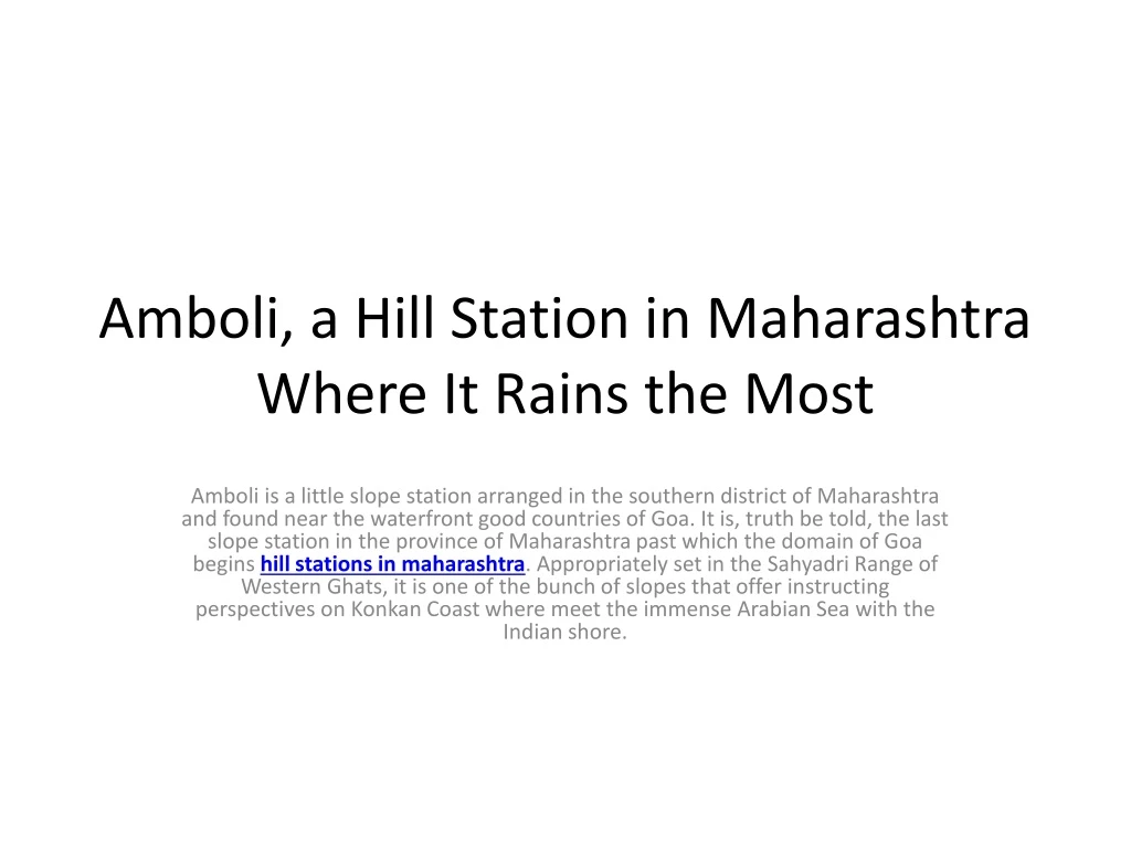 amboli a hill station in maharashtra where it rains the most