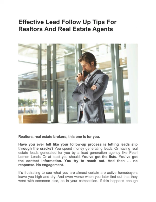 Effective Lead Follow Up Tips For Realtors And Real Estate Agents