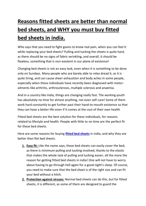 Reasons fitted sheets are better than normal bed sheets, and WHY you must buy fitted bed sheets in india