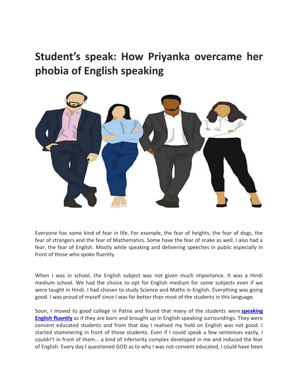 student s speak how priyanka overcame her phobia