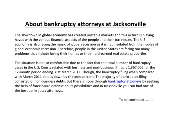 About bankruptcy attorneys at Jacksonville