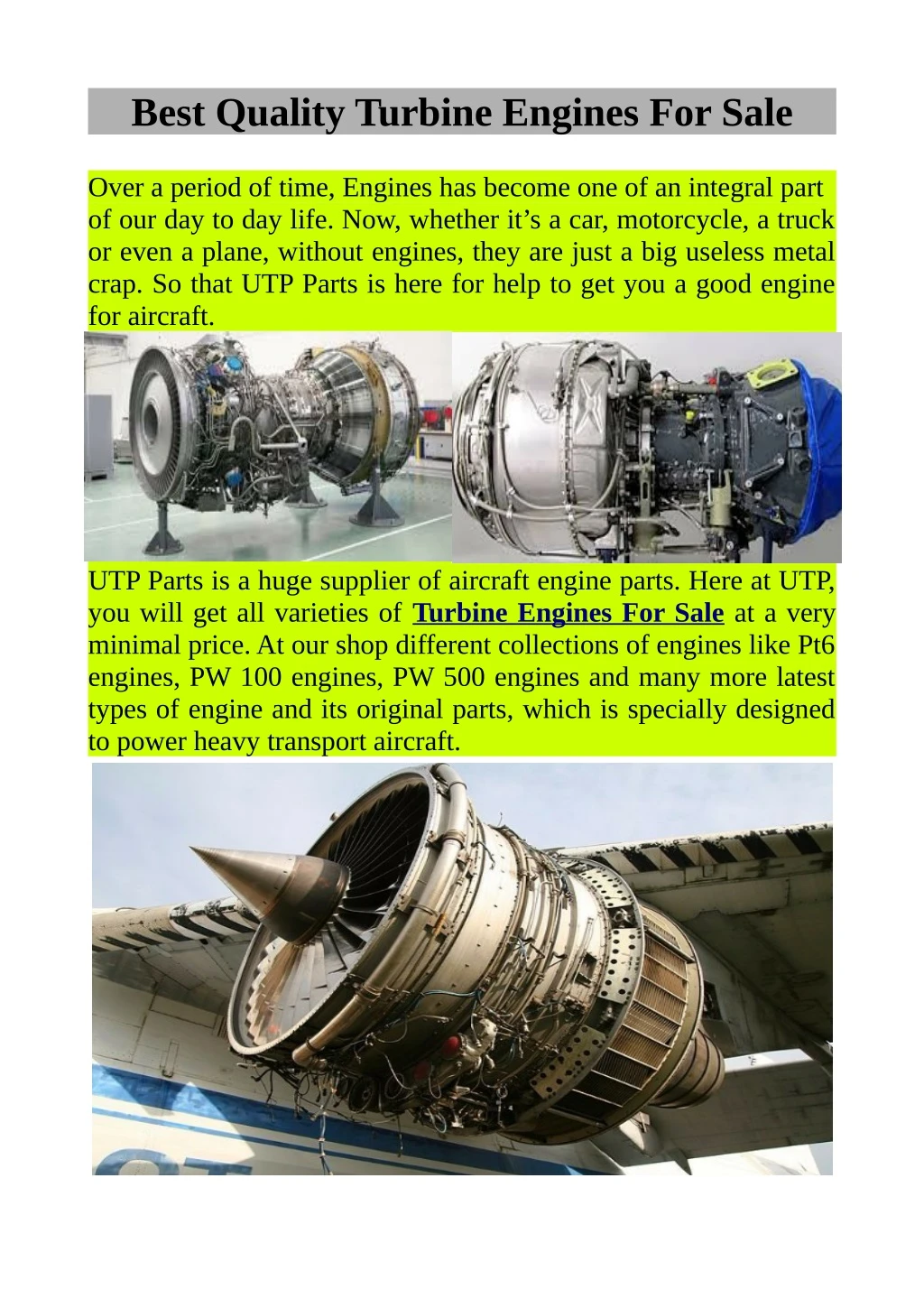 best quality turbine engines for sale