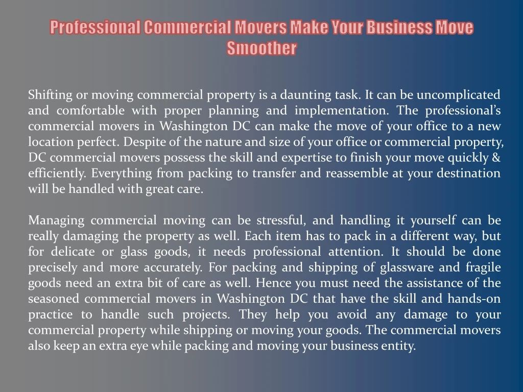 professional commercial movers make your business