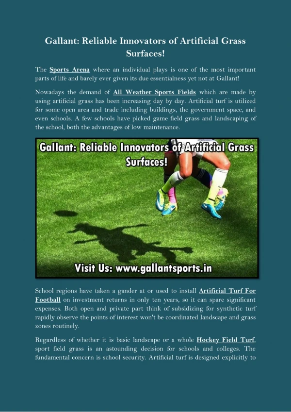 Gallant: Reliable Innovators of Artificial Grass Surfaces!