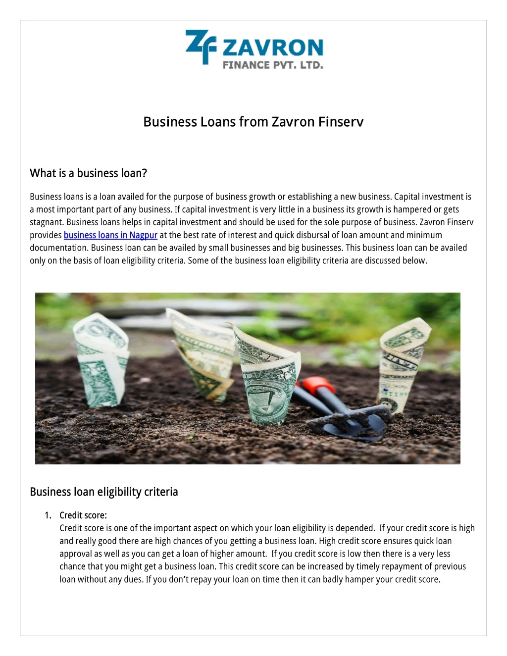business loans from zavron finserv