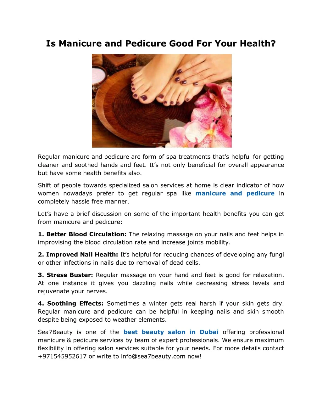 is manicure and pedicure good for your health