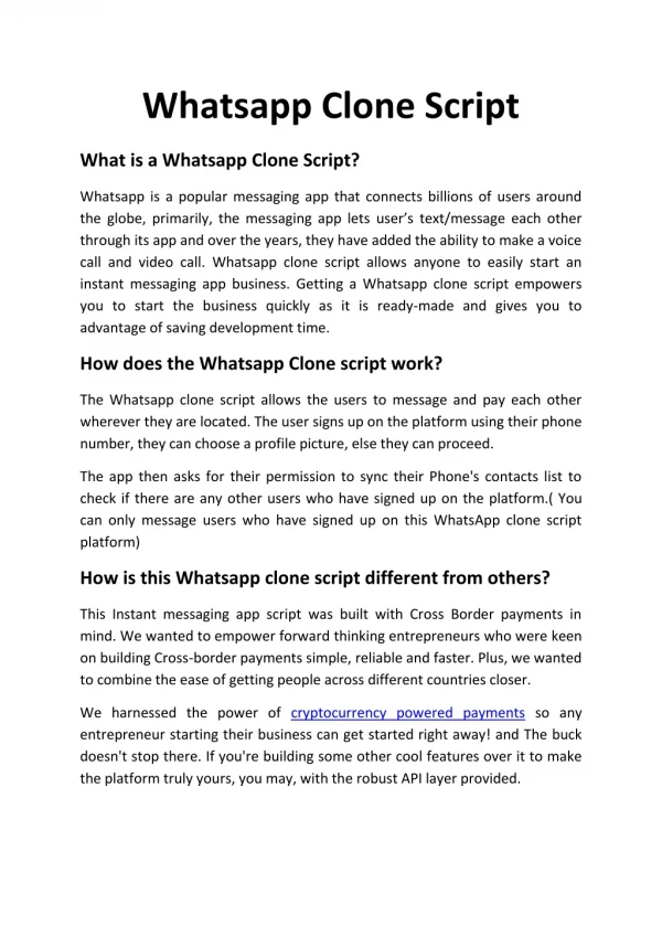 Crypto App Factory Whatsapp Clone Script