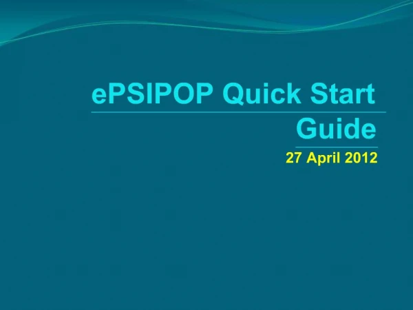EPSIPOP Quick Start Guide